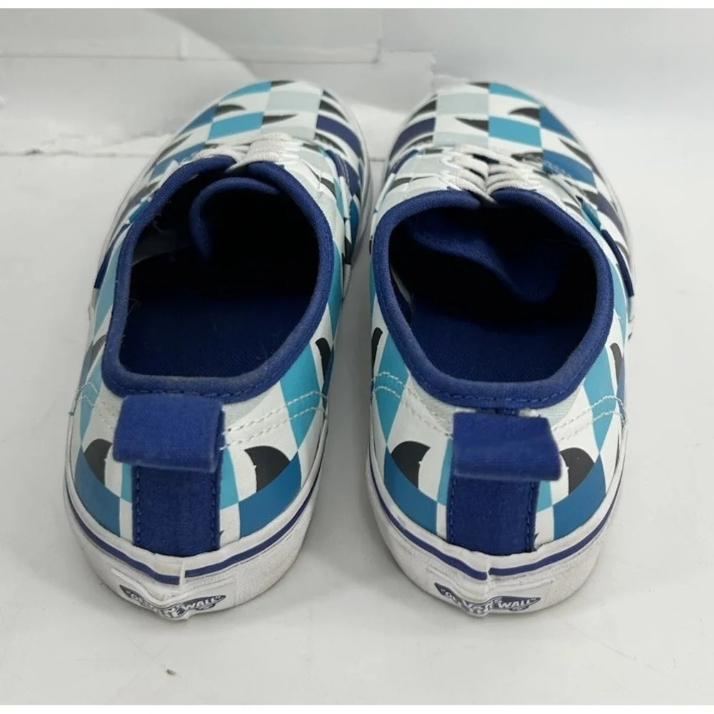 Vans Authentic Elastic Lace Sneakers Shark Checkerboard‎ Boys Size 3 NEW